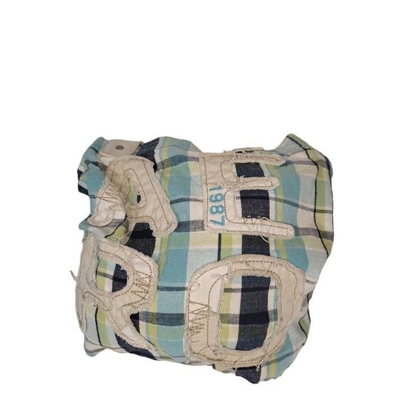 Aeropostale Tote Bag Women Sz M Plaid Fabric Boho Hippie Double Handle - Picture 1 of 6